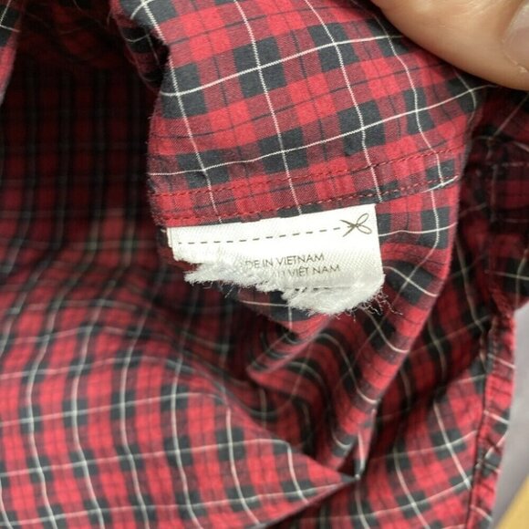 Polo Ralph Lauren Button Up Shirt Mens 17 / 43 Red Plaid Long Sleeve Slim Fit - Picture 7 of 10